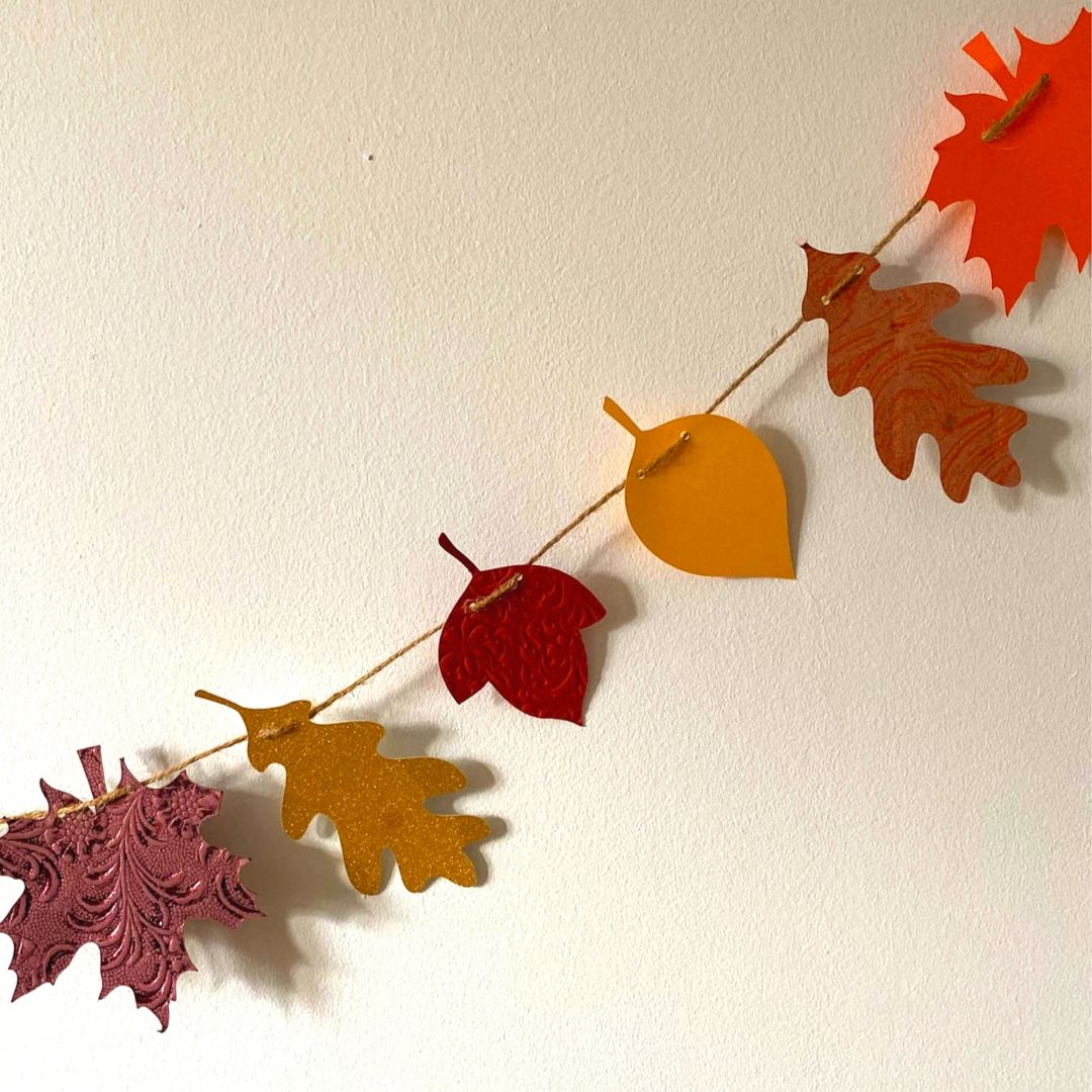Simple Paper Leaf Garland with Free Printable Leaves