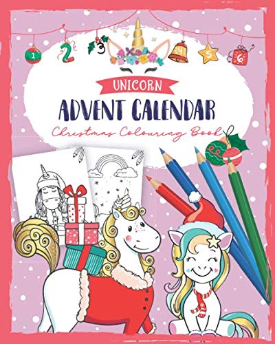 Unicorn paper Advent Calendar Christmas Colouring Book