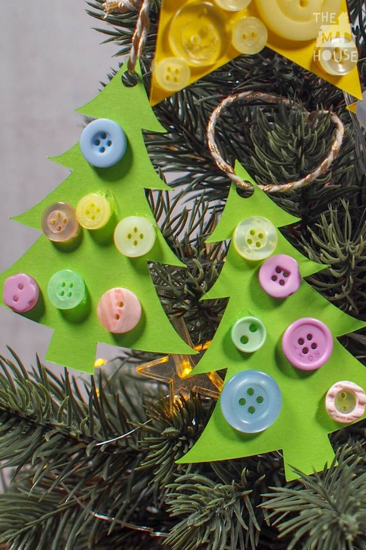 I am a big fan of simple Christmas crafts and these Card and Button Christmas Tree Decorations certainly fit that bill plus they look amazing.