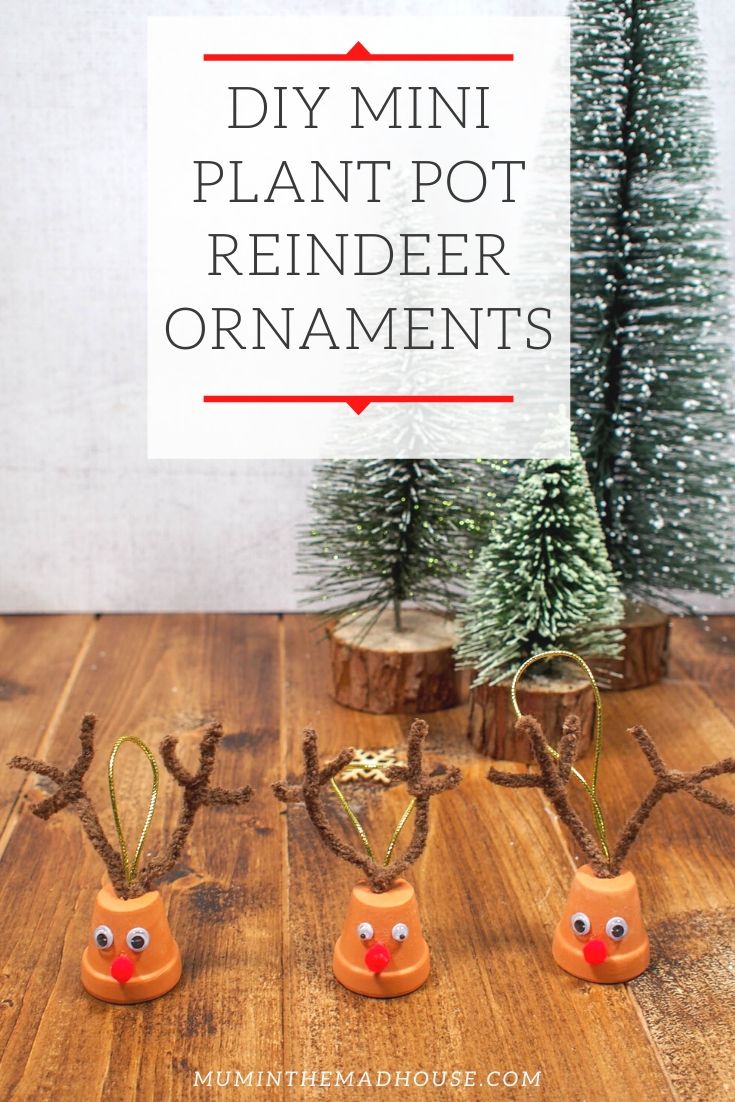 DIY Mini Plant Pot Reindeer Ornaments are a fabulous craft for Christmas. Few  festive crafts are as clever and cute as this Mini Flower Pot Rudolph is.