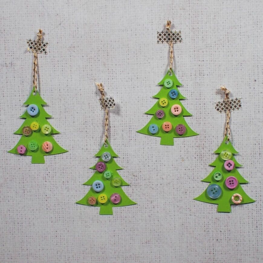 Card and Button Christmas Tree Decorations