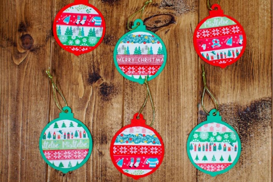 Washi Tape Christmas Baubles with Free Printable