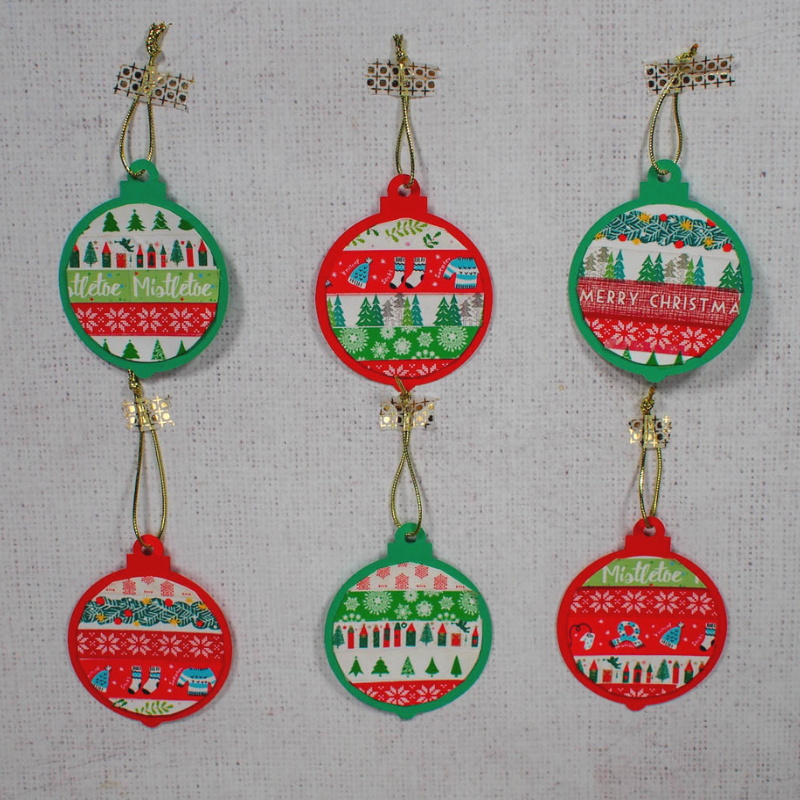 Washi Tape Christmas Ornament Baubles - Free Printable