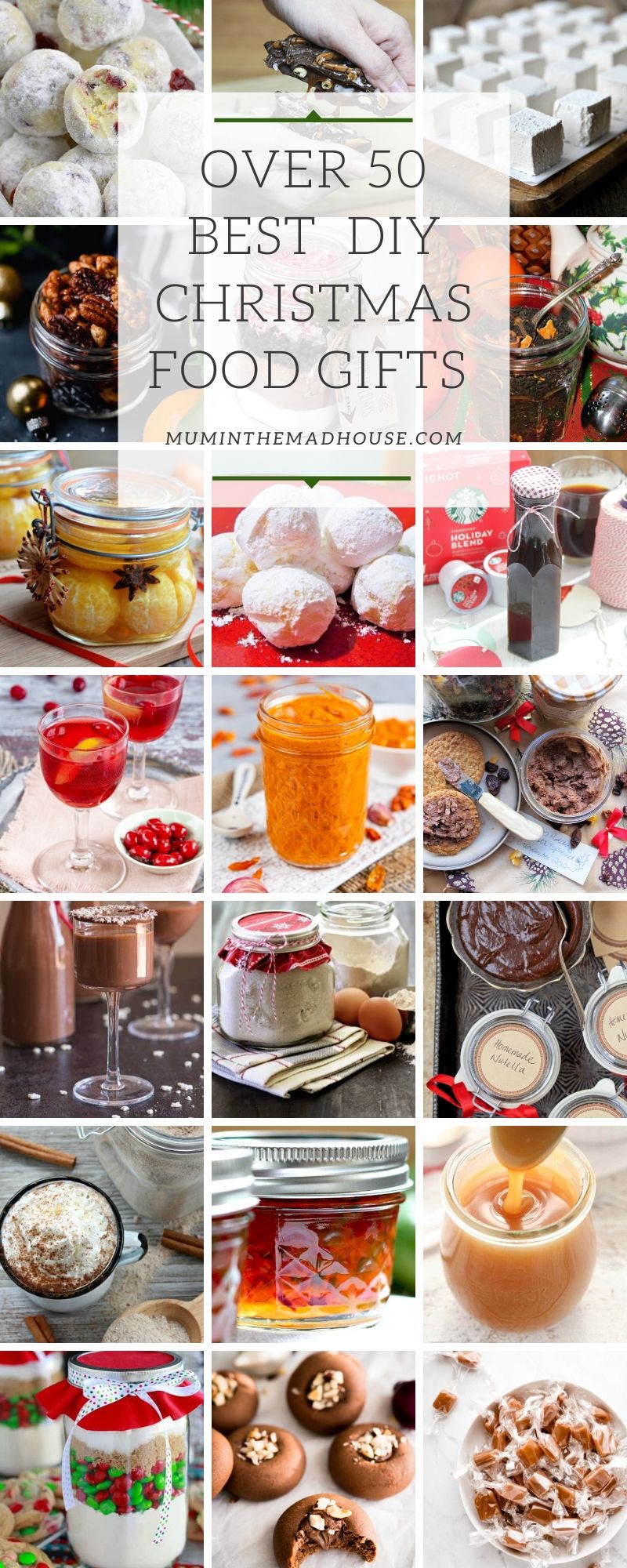 Over fifty of the best DIY Christmas Food gifts.  These Homemade edible gifts are perfect for friends, family, neighbours, teachers or any food lover in your life!  They can be made last minute or if you are a better planner than me make them in advance! 