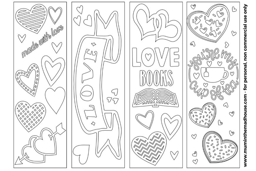 Free Printable Coloring Valentine S Day Bookmarks