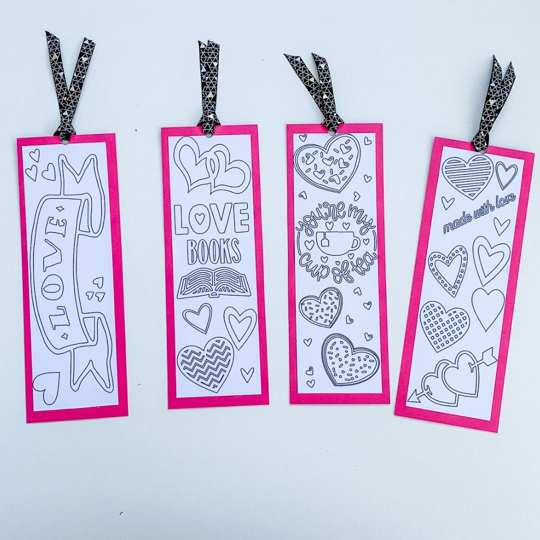 Free Printable Color Your Own Valentine Bookmarks