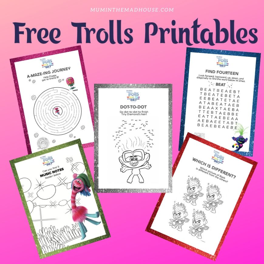 Trolls Activity Sheets - Free Printables