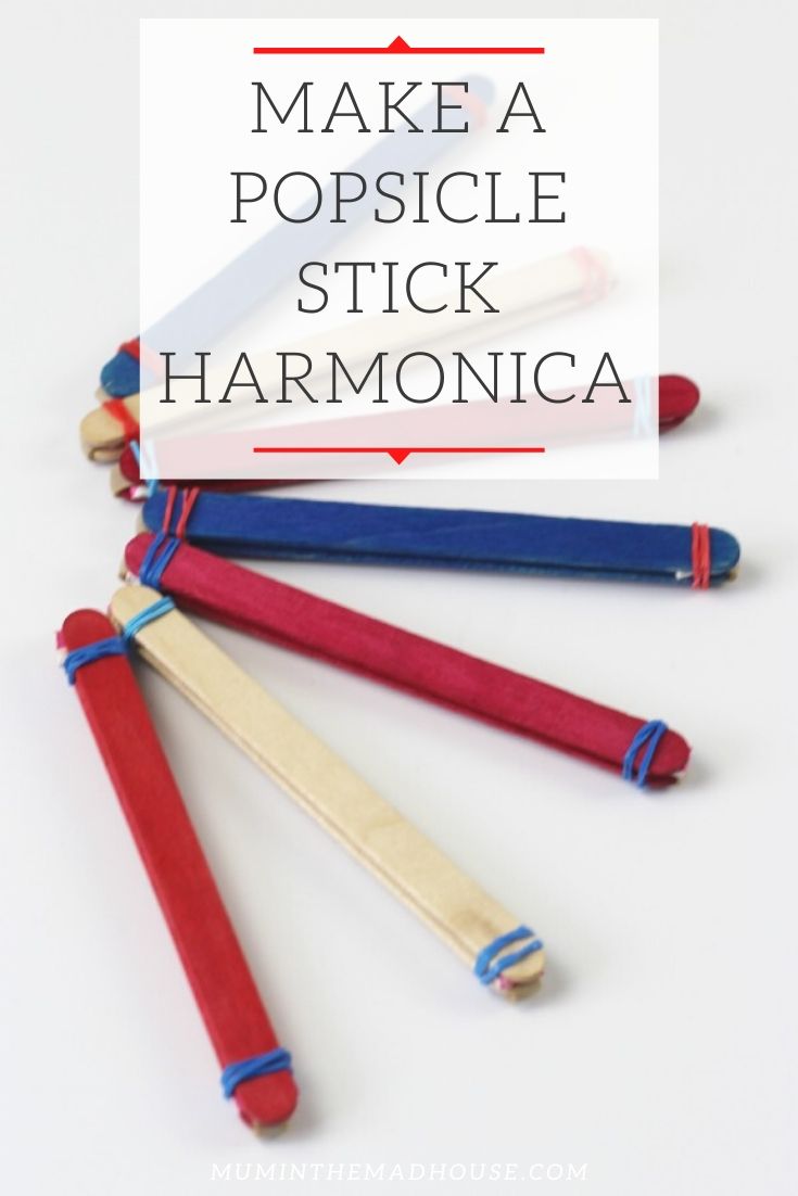 This popsicle stick harmonica is fun to play, and you can adjust the pitch by moving the straws! It’s a neat project, and a good one to make with a group because the materials are very inexpensive. You can fit in a little science learning too