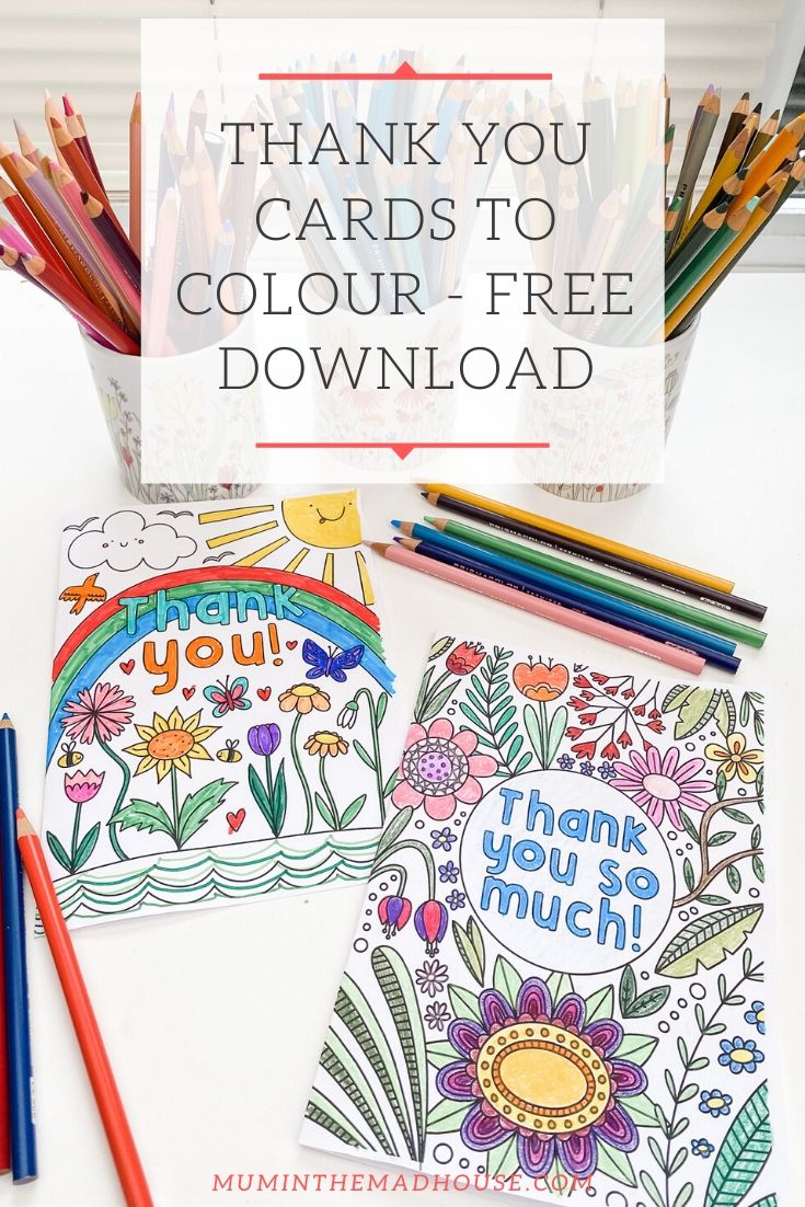 I am a big fan of colouring and love how it can be therapeutic but more than that I love homemade cards and know that so many people would love to receive one of these printable colouring thank you cards. 