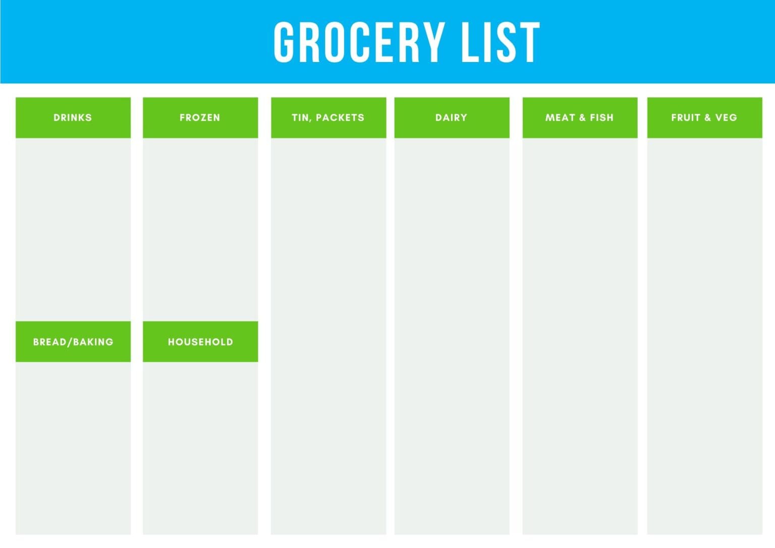 Free Printable Grocery List with Categories | Mum In The Madhouse