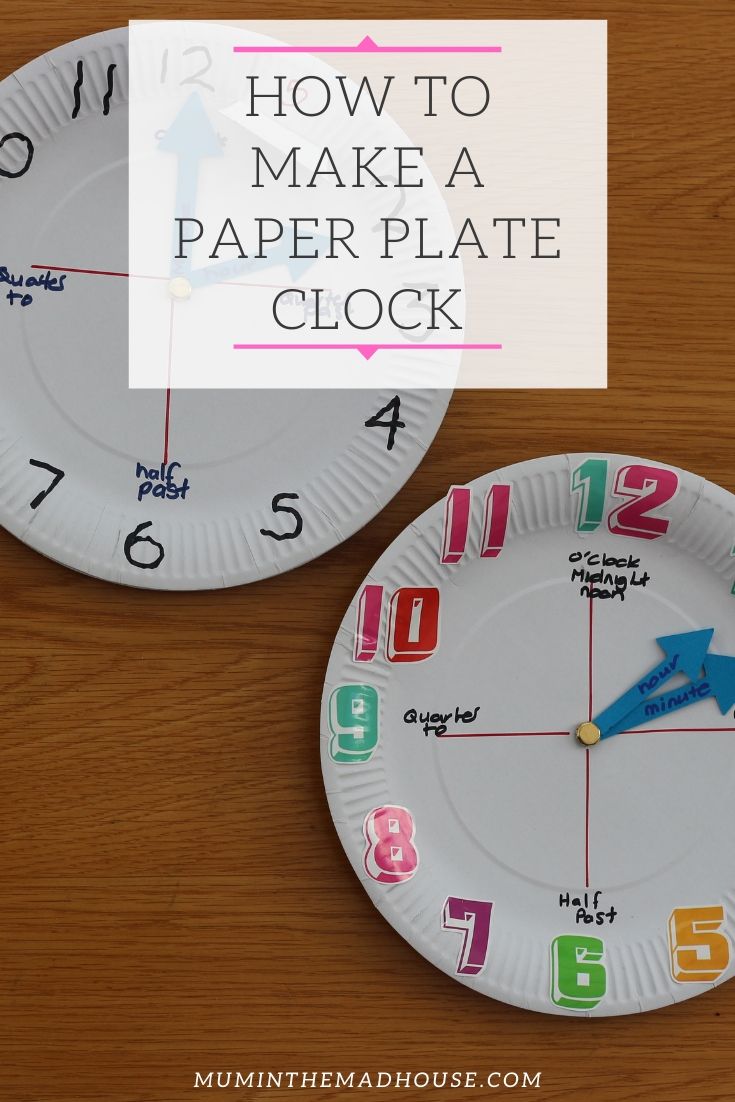Whether you are teaching your children to tell the time or just want a great craft activity, a paper plate clock is an excellent way to get talking about time as you make one