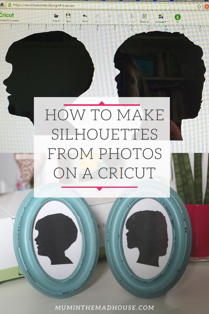 Turn a photo into a silhouette on a Cricut Machine following this simple to follow step by step tutorial for DIY silhouettes
