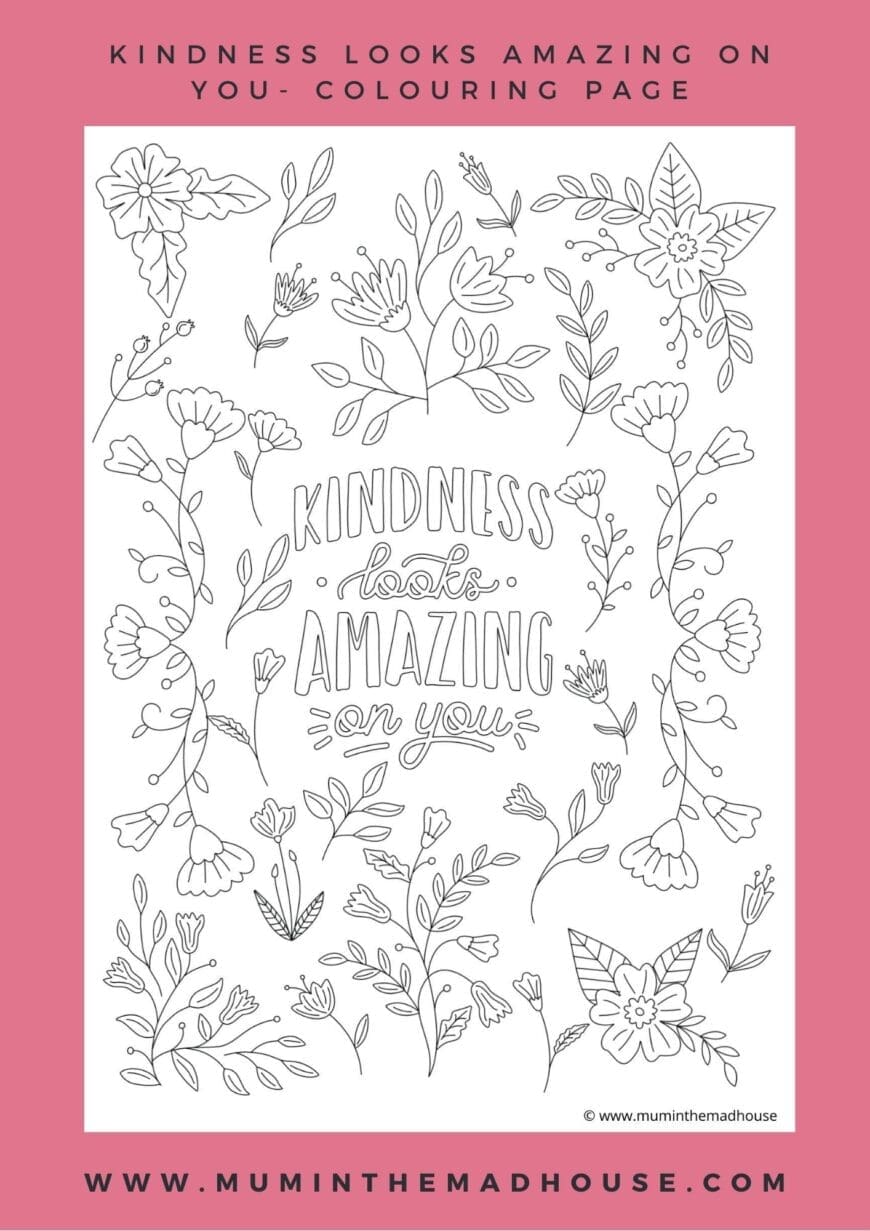 Kindness Looks Amazing on You - Adult colouring page