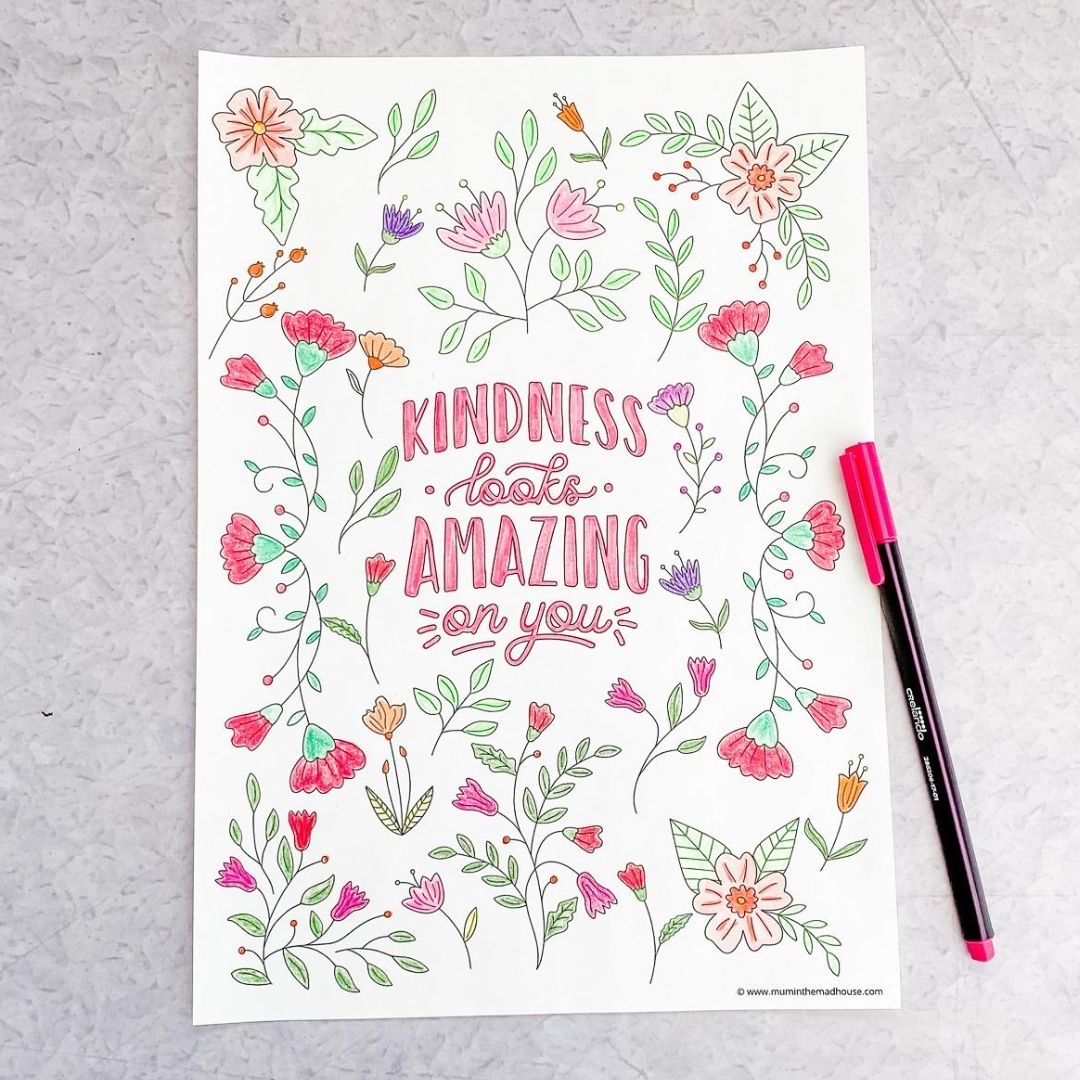 Adult Colouring Page - Kindness Looks Amazing on You