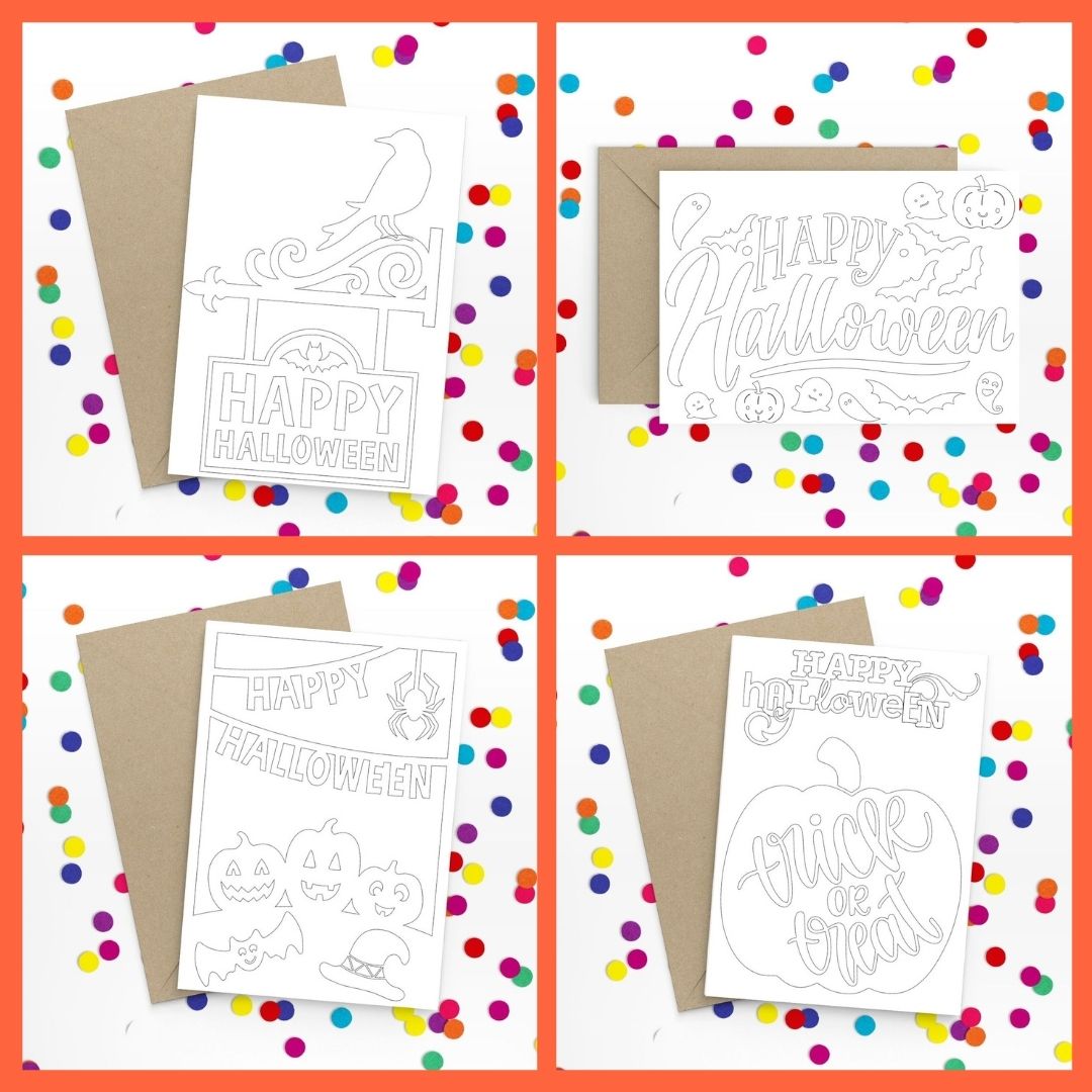 Free Printable Halloween Cards to Colour