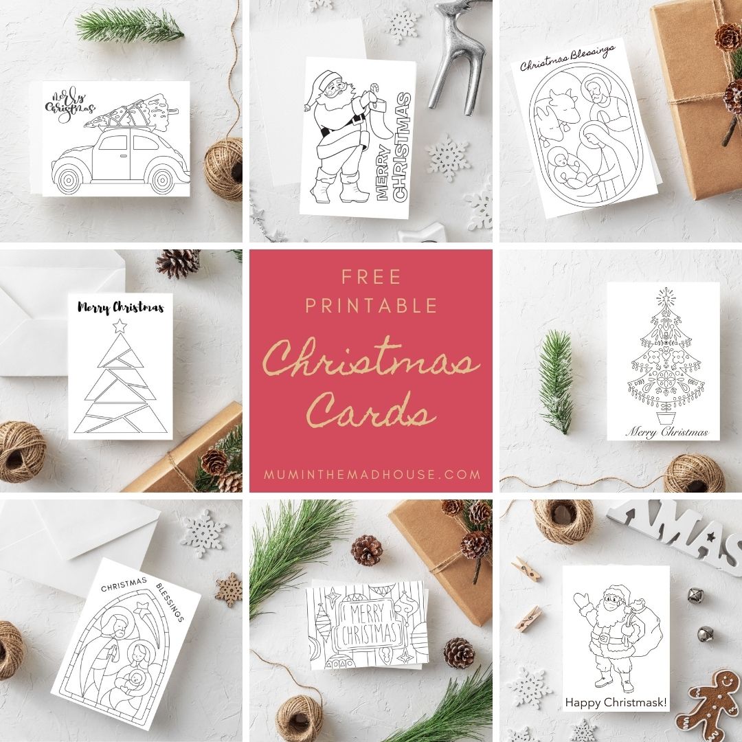 Free Printable Christmas cards to colour