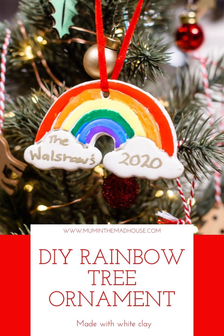 These colourful DIY Rainbow Clay Christmas Tree Decorations are the perfect homemade Christmas tree ornament perfect for air dry clay