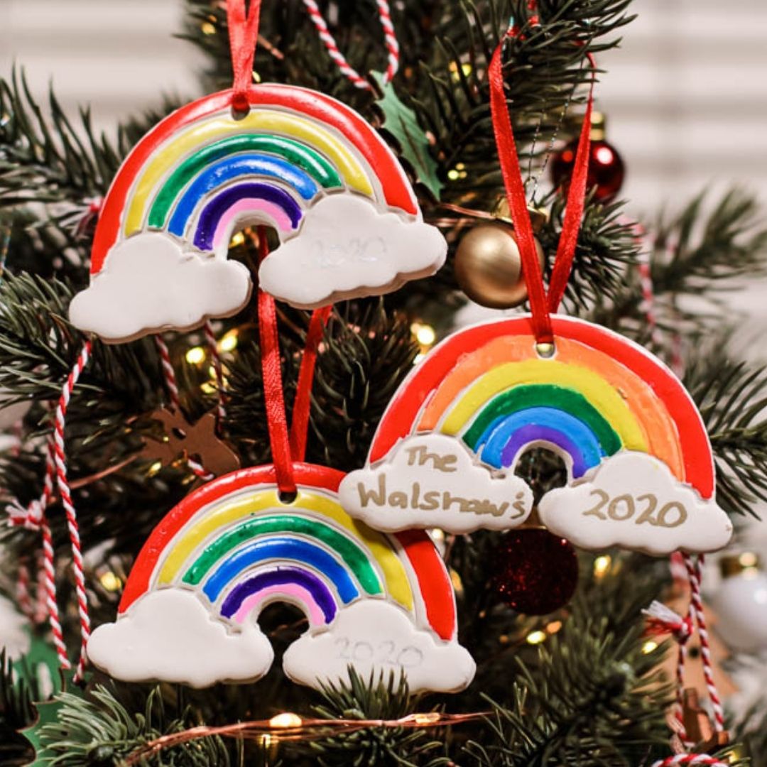 DIY Rainbow Clay Christmas Tree Decorations