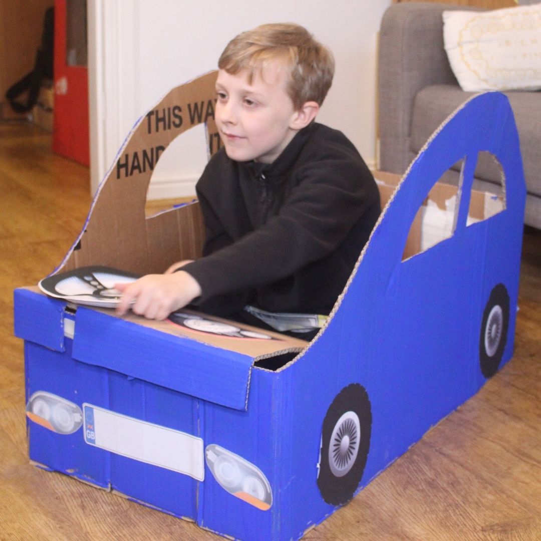 How to Make a Foldable Cardboard Box Car with free printables