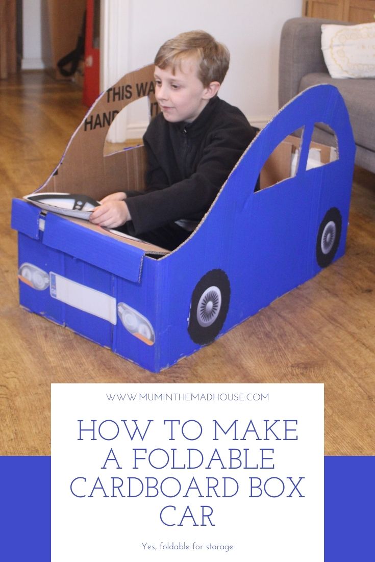 A fab tutorial for a Cardboard Box Car that folds. Recycle that cardboard box and make a car that will bring weeks of fun. Perfect for a drive in movie party. 