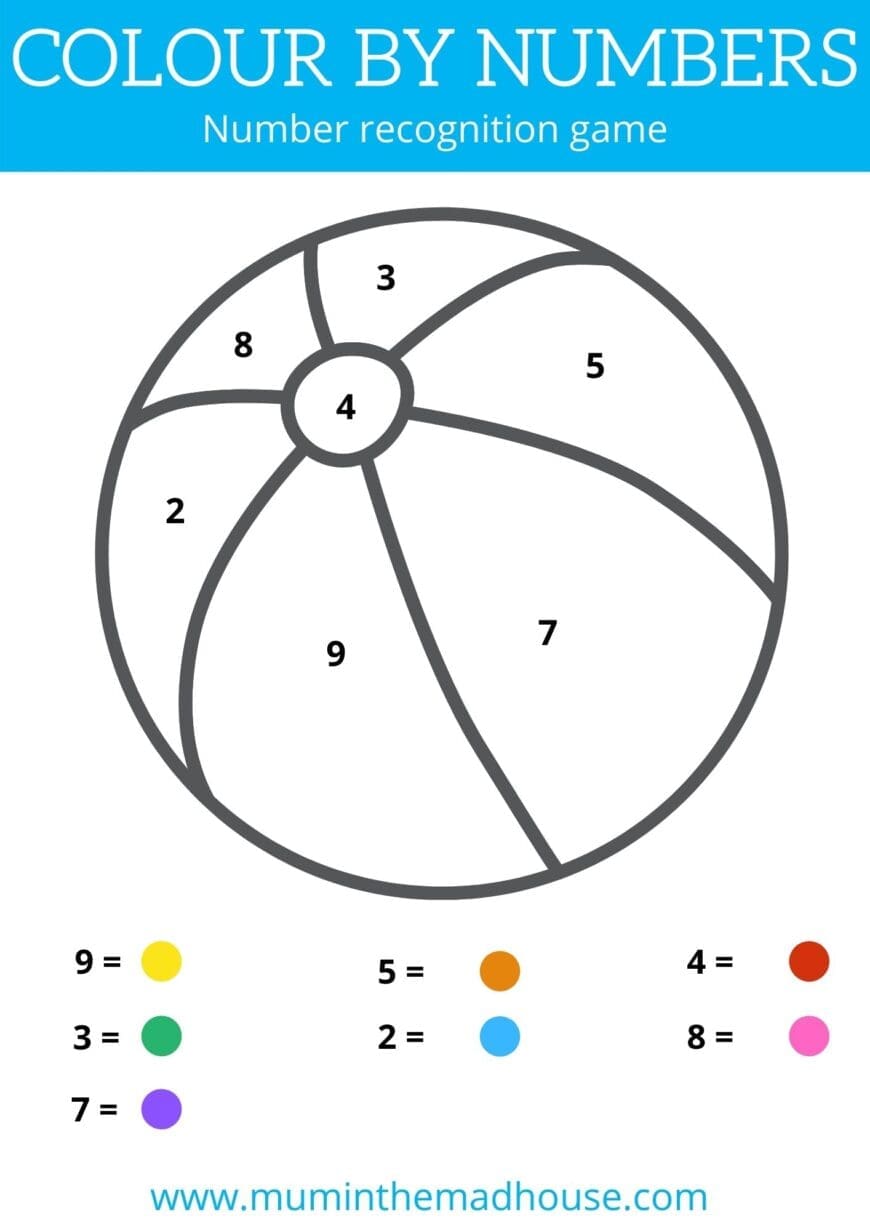 Free Colour by Number Printable Worksheets - Number Recognition