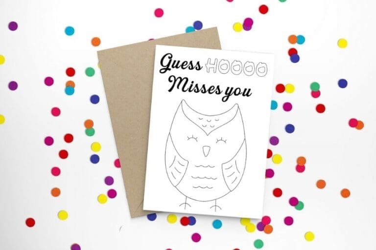 Free Printable "Miss you" Cards to Colour | Mum In The Madhouse
