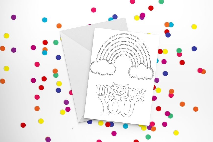 Free Printable "Miss you" Cards to Colour Mum In The Madhouse