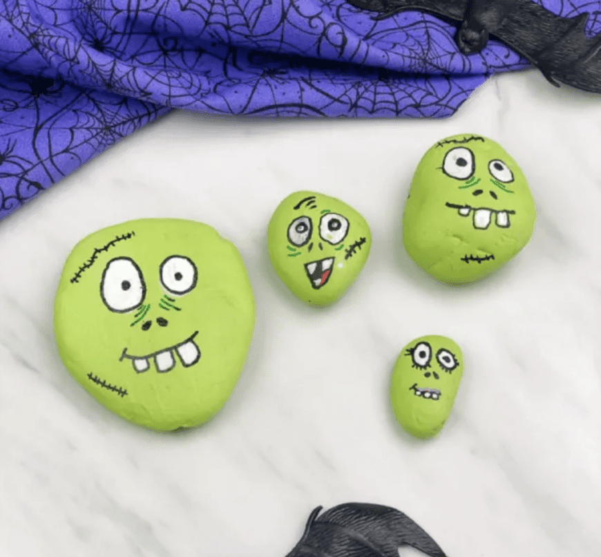Zombie Painted rocks for kids to make