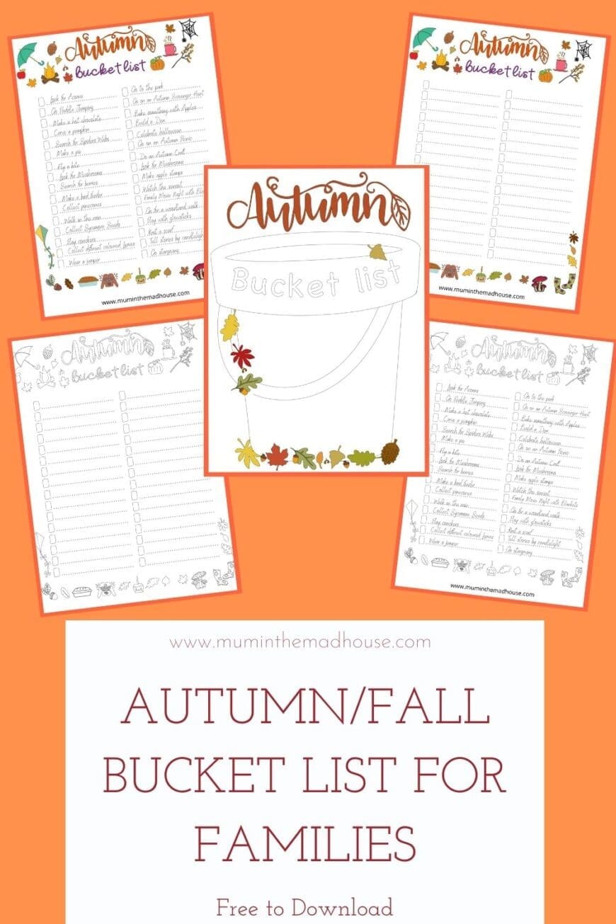 Create a memorable Autumn/Fall with your children using our free autumn/fall bucket list for families for inexpensive Seasonal family fun.