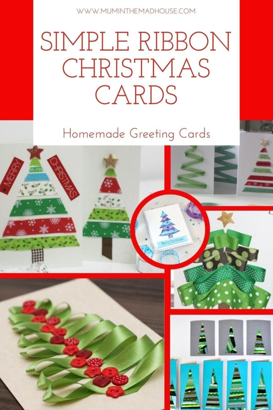 There is nothing like a homemade Christmas card and these easy ribbon Christmas cards are delightful and a great DIY craft for kids