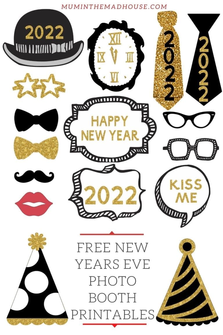 Free Printable New Years Eve Party Photo Booth Props - Mum In The Madhouse