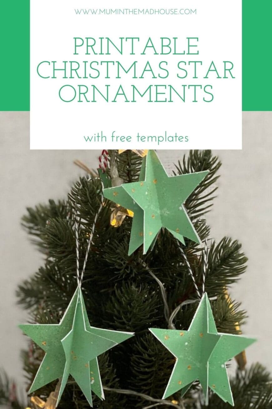 Use our Free Printable Christmas Star Ornaments with Templates to make simple christmas ornaments with kids. 