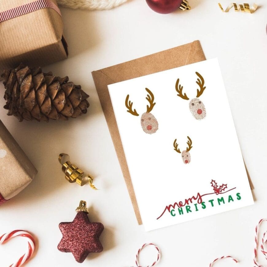 Free Printable Reindeer Template for Kid Christmas Cards