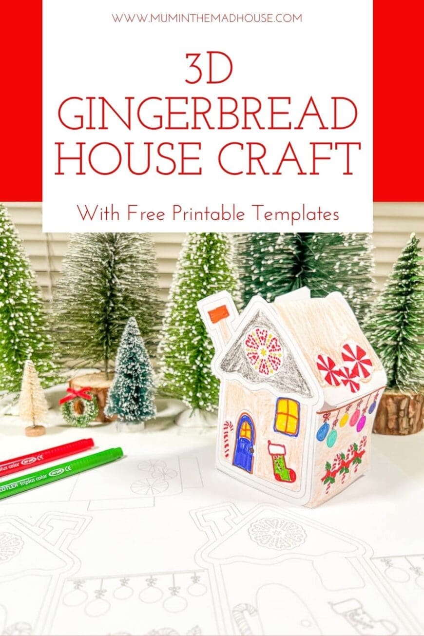 This Kids Gingerbread House Craft are simple to make! Choose one of our free gingerbread house template to make a 3D paper gingerbread house
