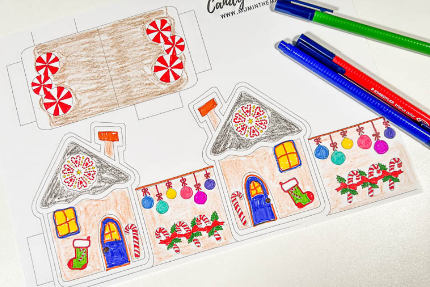 Kids Gingerbread House Craft with Free Printable Template
