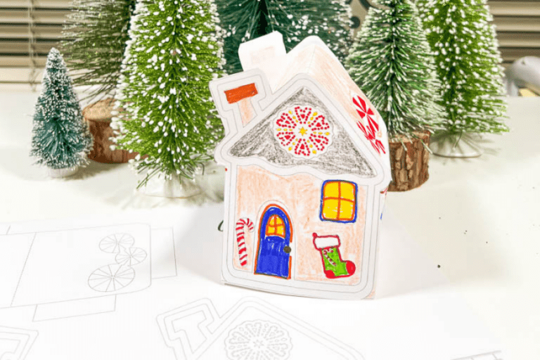 Kids Gingerbread House Craft with Free Printable Template | Mum In The ...