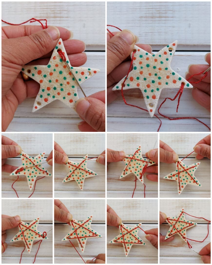 These Stitched Salt Dough Christmas Star Decorations make the perfect handmade gift for Christmas! This salt dough recipe can make all kinds of salt dough ornaments!