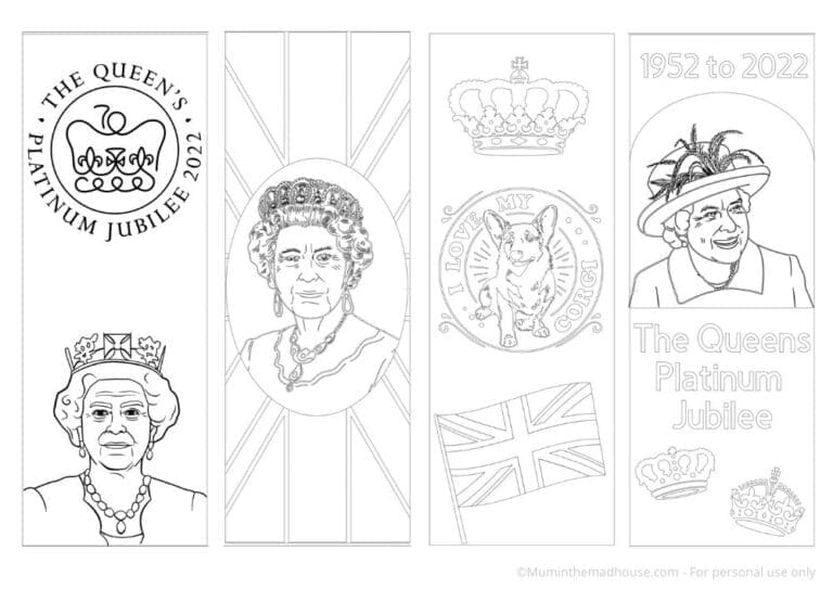 Platinum Jubilee Colouring Bookmark Printables - Mum In The Madhouse