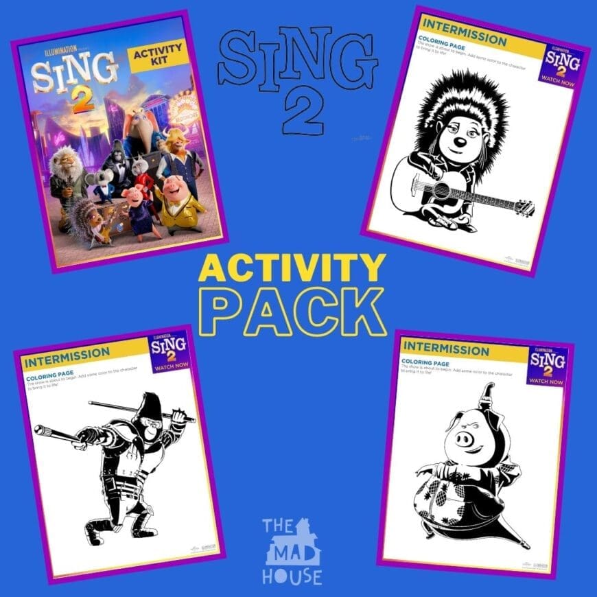To Celebrate the release of Sign 2 I have these Sing 2 Colouring pages. Yes, a full 17 page Sing 2 Activity Pack for you to download, 