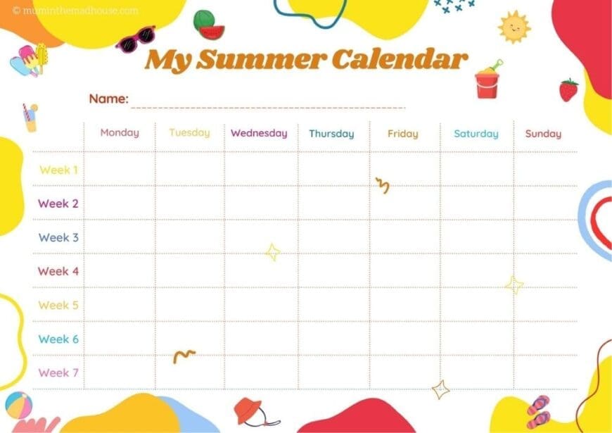 Download our free planner to help you keep track of what is happening during the school holidays. Our Summer Holiday Calendar comes with a bonus activity sheet.
