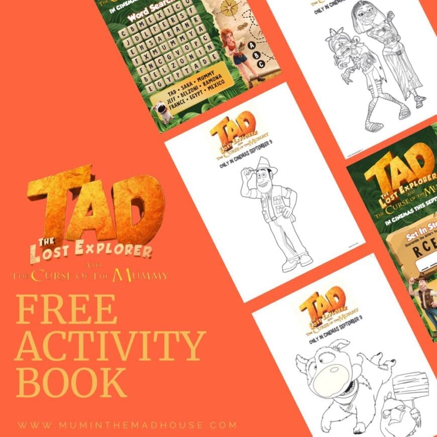 We have a brilliant Tad the Lost Explorer and The Curse of the Mummy Free Activity Book for you to download and for the kids to enjoy including colouring, puzzles and memory games 