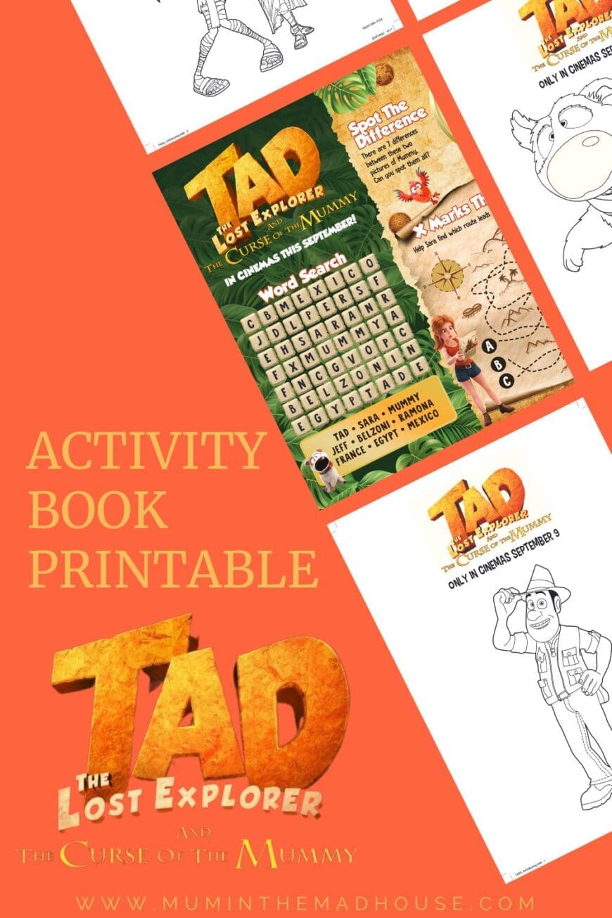 We have a brilliant Tad the Lost Explorer and The Curse of the Mummy Free Activity Book for you to download and for the kids to enjoy including colouring, puzzles and memory games 