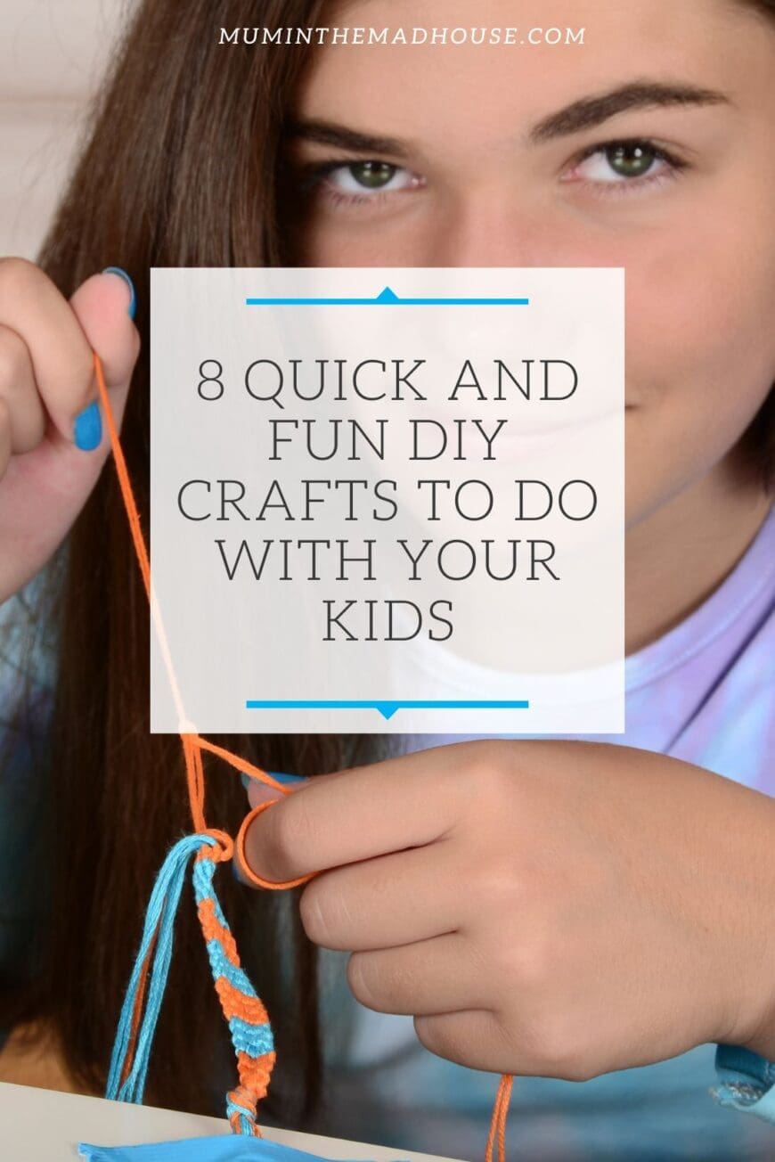 This list of 18 quick and fun Arts and Crafts to do at home with kids is just the thing you need to keep your kids entertained! Perfect for bored kids. All you need is some simple craft materials already lying around the house!
