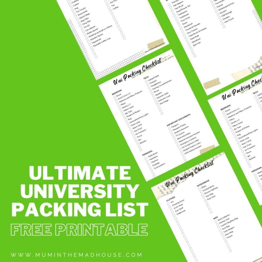 Ultimate University Packing List with Free Printable
