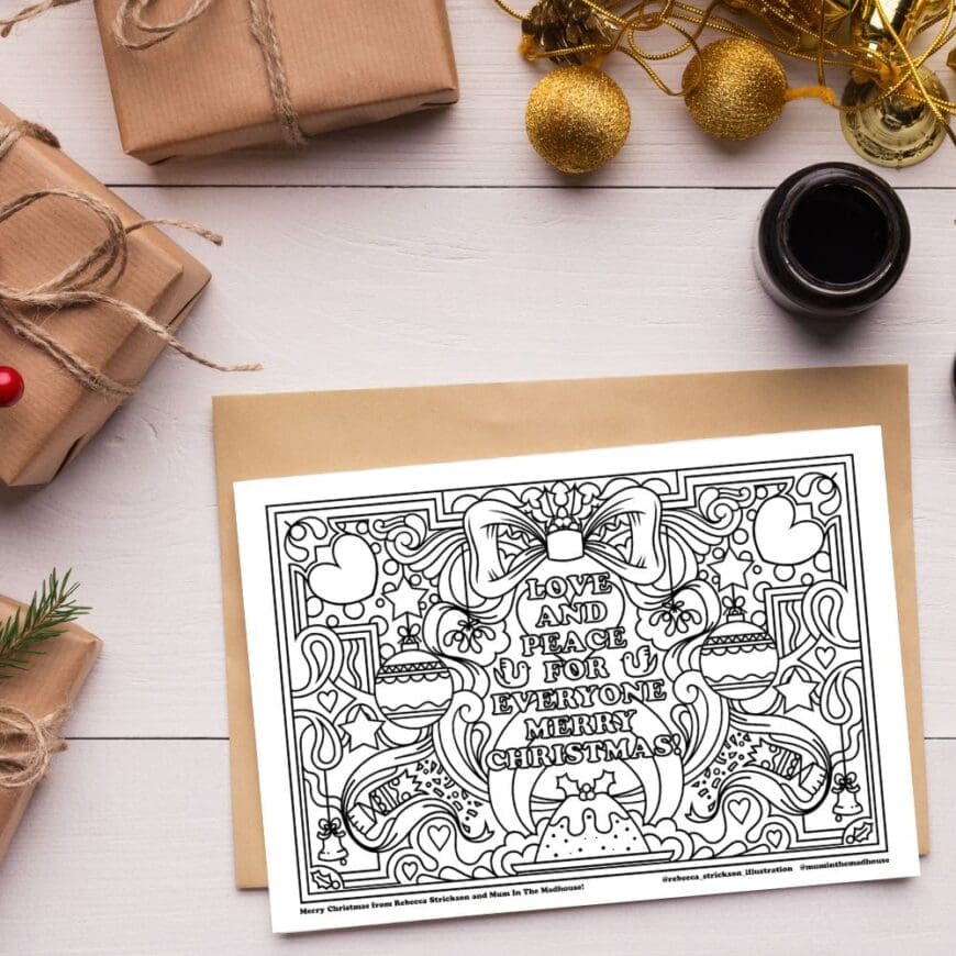Take time out this christmas with our free colouring page designed by Rebecca Strickson. We have the option to print cards too! 