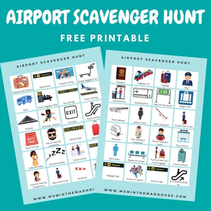 Airport Scavenger Hunt Free Printable