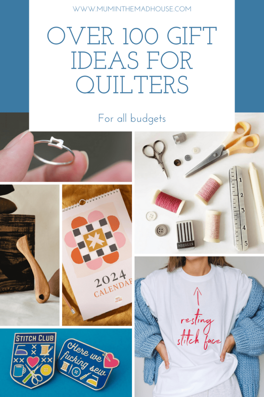 The ultimate Gift Guide for Quilters  with over 100 ideas for people who sew: notions, books, t-shirts, stationery, pincushions and organizers.