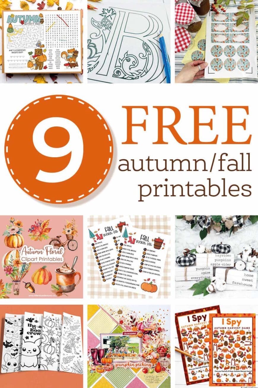 These 9 FREE fall printables will make it easy to frugally decorate your home  and keep the kids busy this Autumn