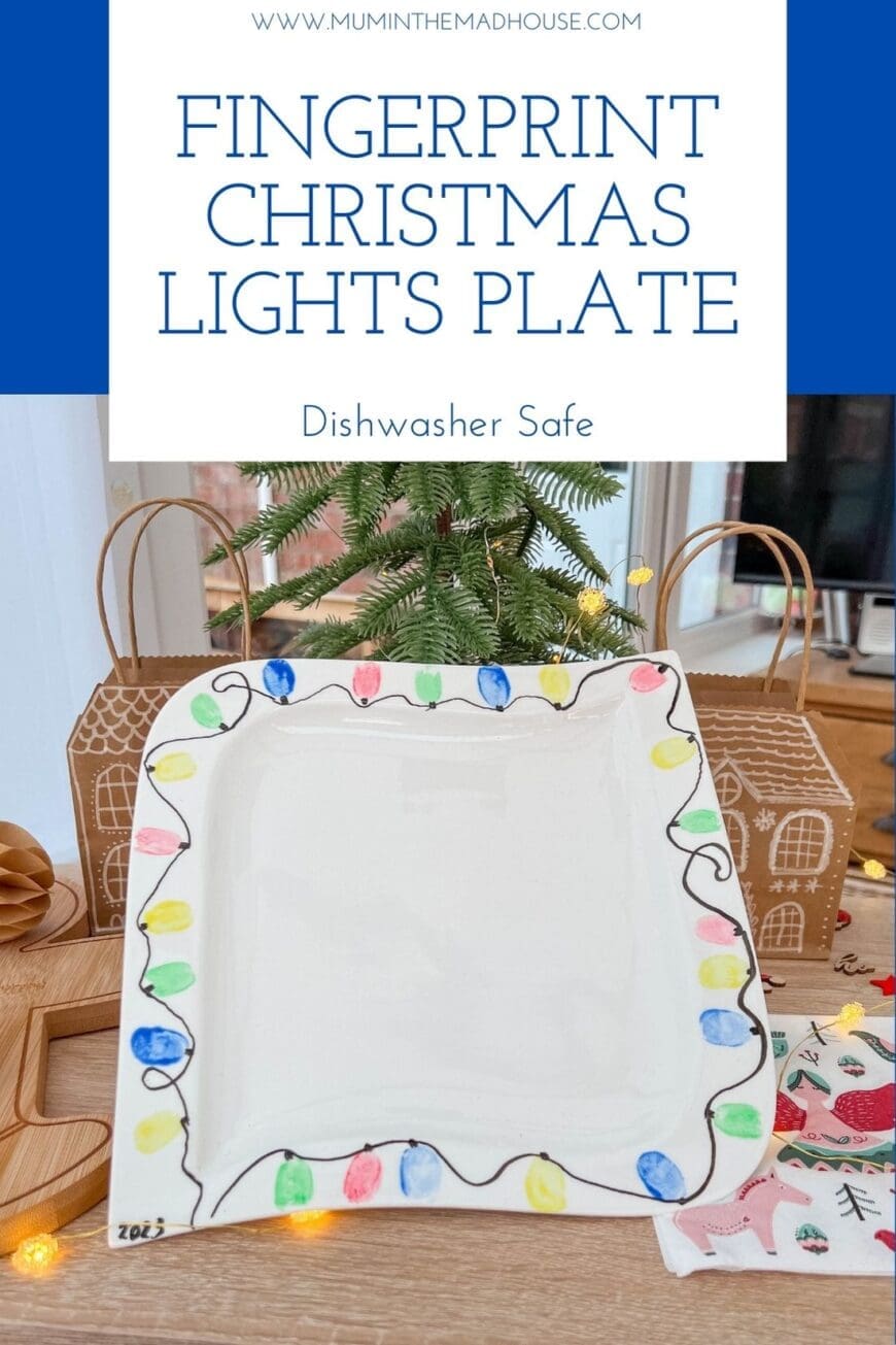Our Fingerprint Christmas Lights Craft is an adorable keepsake christmas craft project for kids and our plate is dishwasher safe.