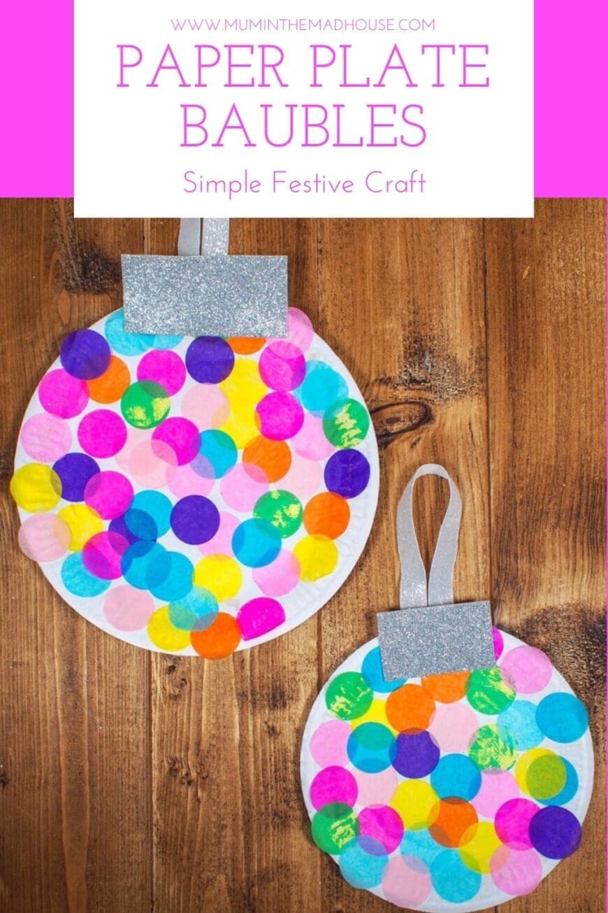 This Paper Plate Bauble Craft is a very simple Christmas craft that makes a big statement with a large punch of bright colors and creative decorations!